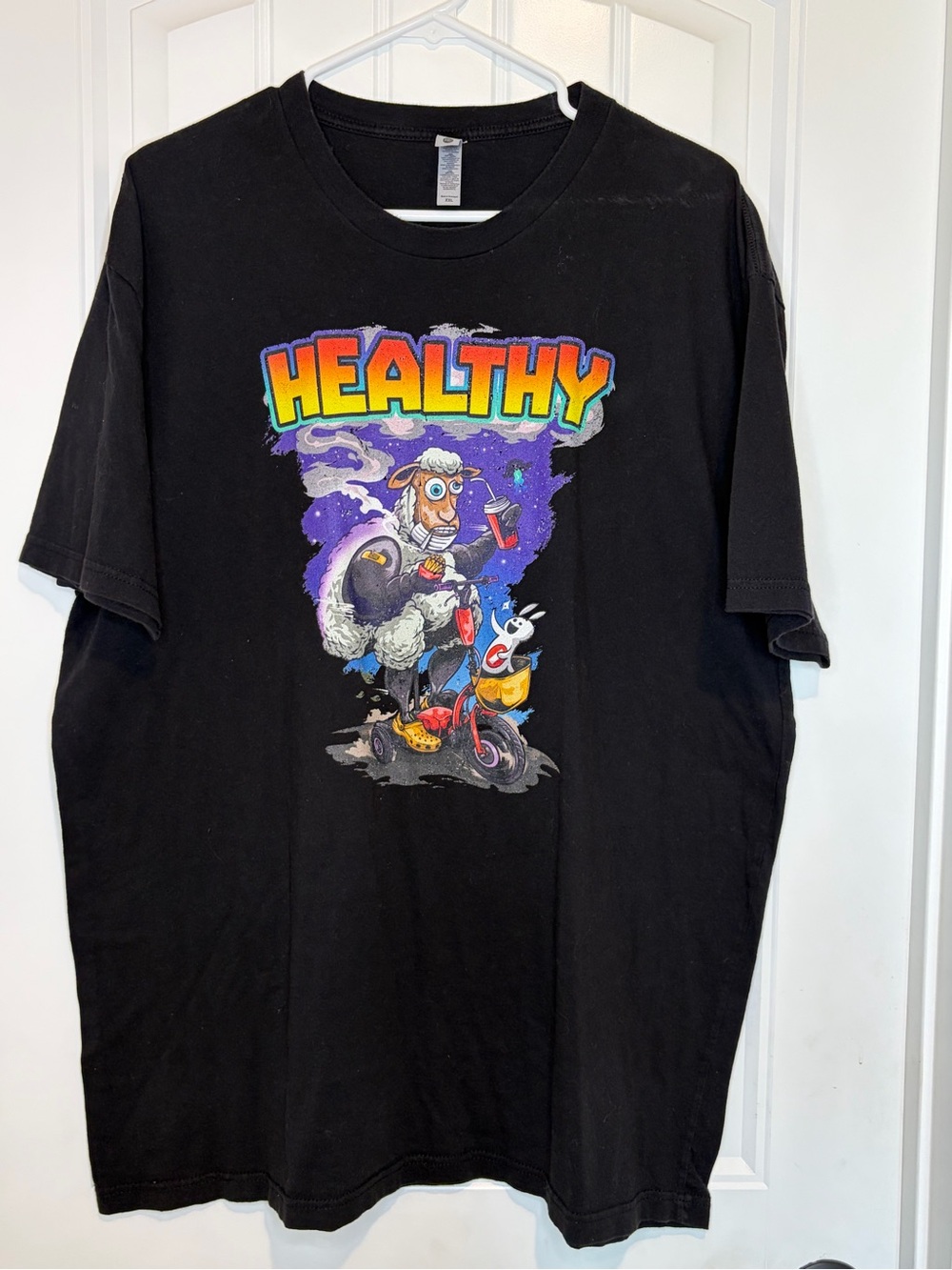 Next Level Apparel Black Tee with Colorful 'HEALTHY' Graphic